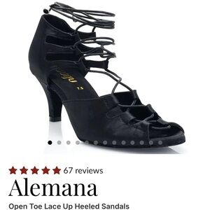 Alemana Black Open Toe Lace-Up Heeled Sandals